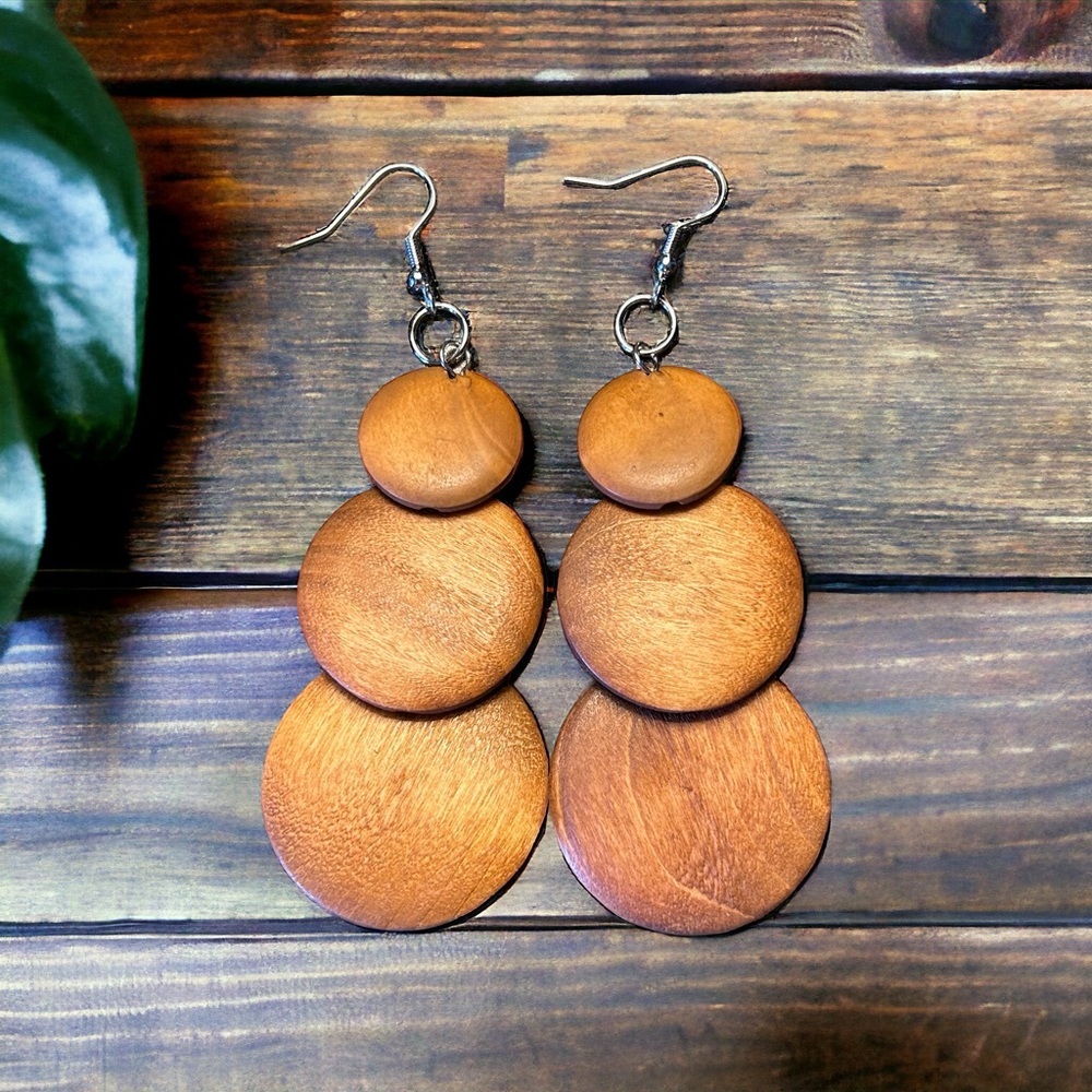 Wooden Circle Dangle Earrings